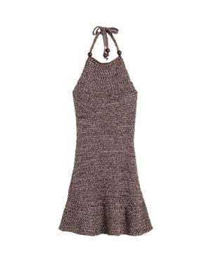 Desigual Open Stitch Halter Neck Cotton Blend Minidress - Brown