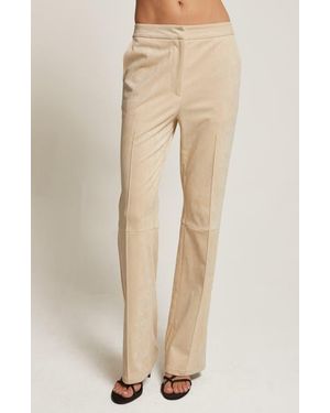 Crescent Faux Suede Flared Pants - Natural