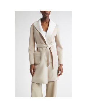 St. John Two-Tone Double Face Wool & Cashmere Coat - Natural