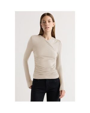 MODERN CITIZEN Lilou Wrap-Neck Long-Sleeve Tee - White