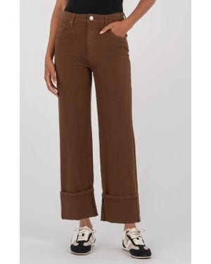 Kut From The Kloth Sienna Cuffed High Waist Relaxed Straight Leg Jeans - Brown