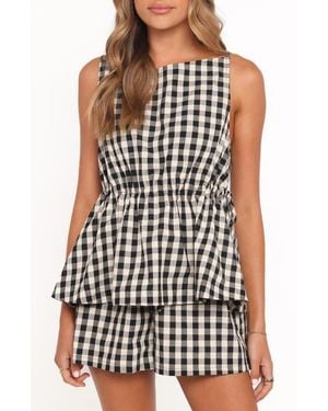 Petal & Pup Rory Gingham Cotton Peplum Tank - Multicolor