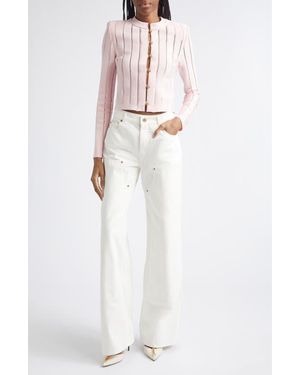 Balmain Loose Fit Denim Wide Leg Jeans - White