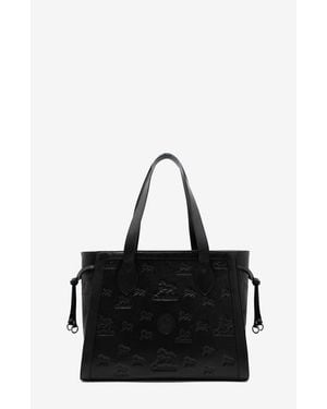 Cavalinho Cavalo Lusitano 410 Embossed Leather Tote Bag - Black
