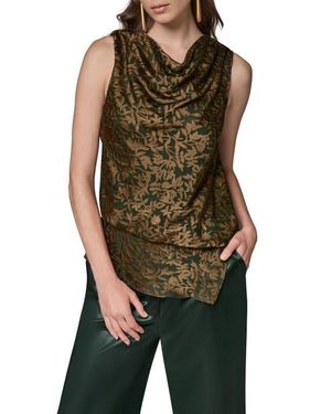 Donna Karan Drape Neck Burnout Top - Brown