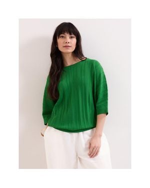 Phase Eight Cristine 3/4 Sleeve Rib Sweater - Green