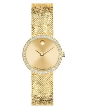 Movado Museum Velura Lab Grown Diamond Mesh Strap Watch, 25Mm - Metallic