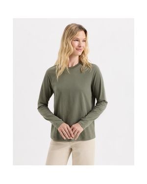 Pact Organic Cotton Softspun Essential Crewneck Long Sleeve Tee - Green