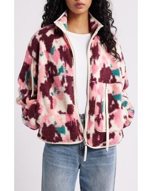 UGG Marlene Splatter Print Fleece Jacket - Red