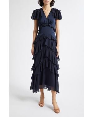 Cinq À Sept Tatum Ruffle Maxi Dress - Blue