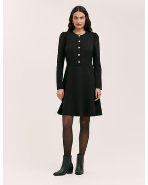 Finery London Rae Ponte Jersey Buttoned Dress - Natural