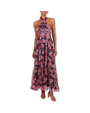 Petal & Pup Lennon Floral Halter Neck Maxi Dress - Red
