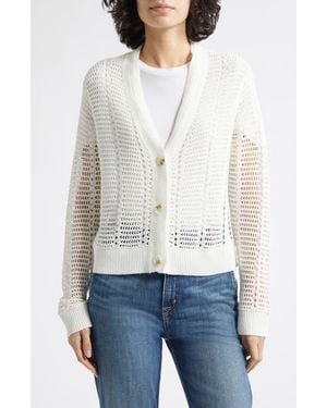 Reiss Star Open Stitch Cotton Blend Cardigan - White