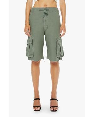 Mother The Free Fall Frayed Hem Cargo Drawstring Shorts - Green