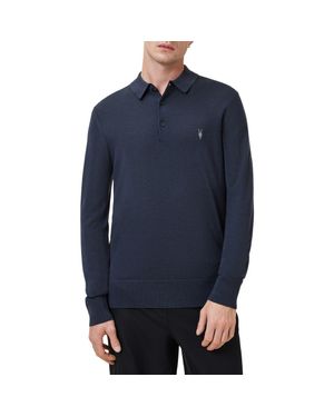 AllSaints Mode Merino Wool Polo Sweater - Blue