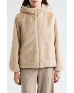 Via Spiga Faux Fur Hooded Jacket - Natural