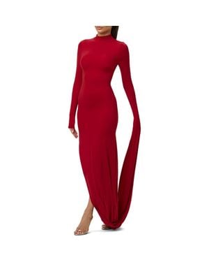 Naked Wardrobe Drape Long Sleeve Maxi Dress - Red