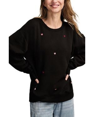 Lucky Brand Valentine Heart Crewneck Sweatshirt - Black