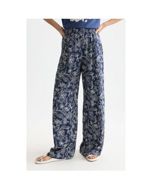 Scotch & Soda Eleni Print High Waist Wide Leg Pants - Blue