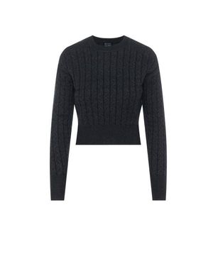 BuHu Cable Knit Ribbed Cuffs Sweater - Black