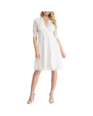 Kiyonna Bella A-Line Lace Dress - White