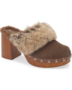 Chocolat Blu Fadia Faux Shearling Mule - Brown