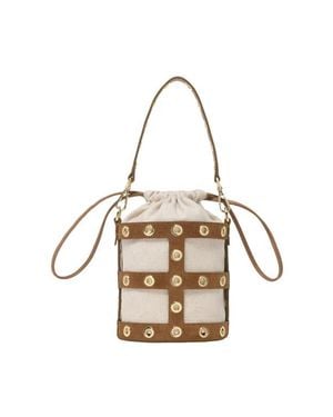 Maje Suede Miss M Bucket Bag - Metallic