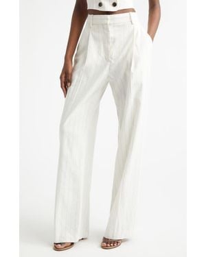 A.L.C. Winston Linen Blend Pinstripe Pants - White
