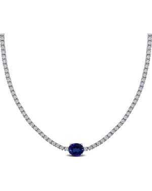 Julianna B Lab-Created Solitaire Tennis Necklace - Blue