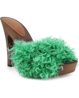 Zigi Genuine Shearling Platform Sandal - Green