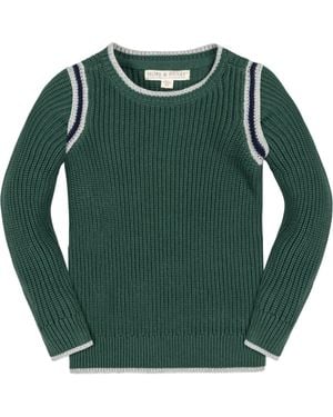 Hope & Henry Boys' Organic Sporty Crew Neck Sweater, Kids - Green