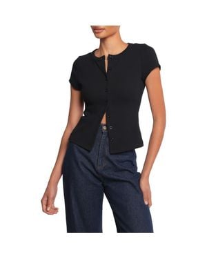 Petal & Pup Tylarah Short Sleeve Rib Cardigan - Black