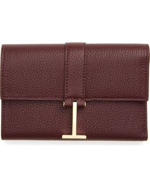 Tom Ford Kara Grain Leather Compact Wallet - Purple