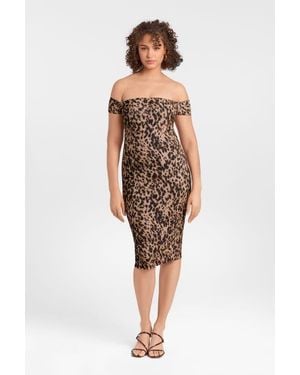 S3 Apparel Sculpting Shapewear Straight Neck Off The Shoulder Midi Dress - Multicolor