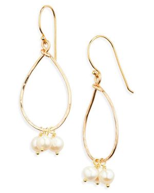 Kiara by Ki-Ele Kelsey Pearl Drop Earrings - Metallic