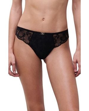 Chantelle Muse Lace Trim Thong - Black