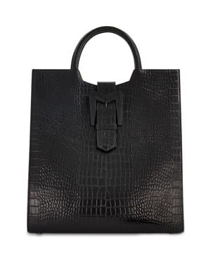 Mac Duggal Crocodile Leather Buckle Detail Maxi Tote Bag - Black