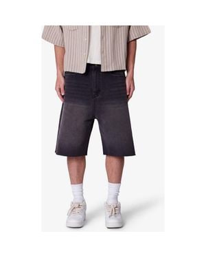 MNML Baggy Raw Hem Denim Shorts - Blue