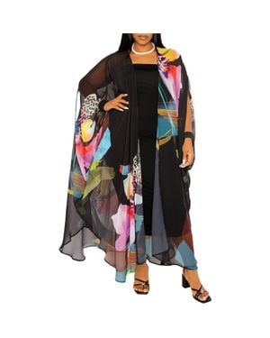 Buxom Couture Floral Robe With Wristband - Black