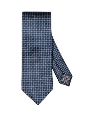 Eton Geometric Pattern Silk Jacquard Tie - Blue