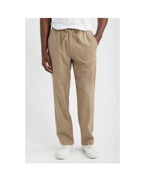 Mack Weldon Straight Leg Linen Blend Drawstring Pants - Natural