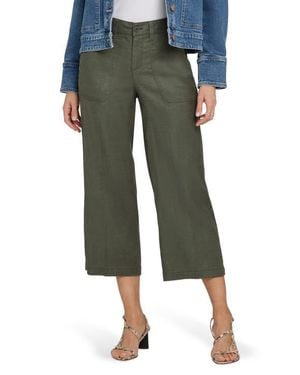 NYDJ Wide Leg Crop Linen Blend Pants - Green