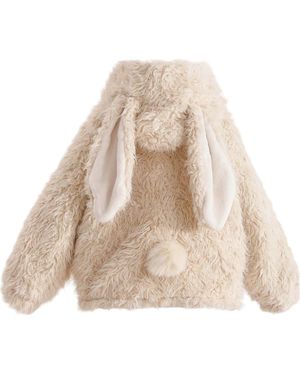 Tulle Bunny-Eared Fuzzy Jacket - Natural