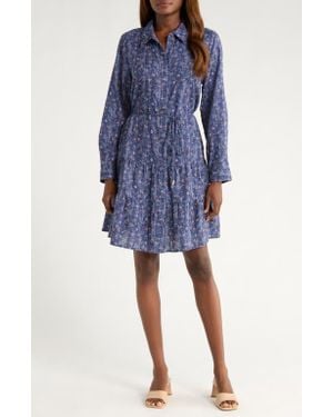 Tommy Bahama Sea Flora Long Sleeve Cotton Shirtdress - Blue