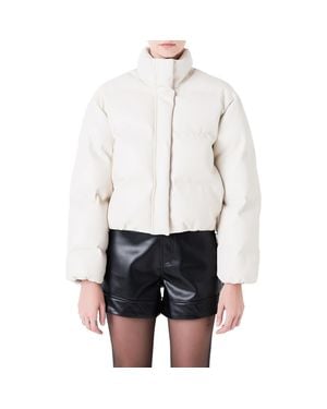 Grey Lab Crop Puffer Jacket - White