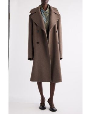 Dries Van Noten Raquel Wool Blend Long Peacoat - Brown