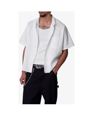 MNML Short Sleeve Cotton Poplin Button-Up Shirt - White