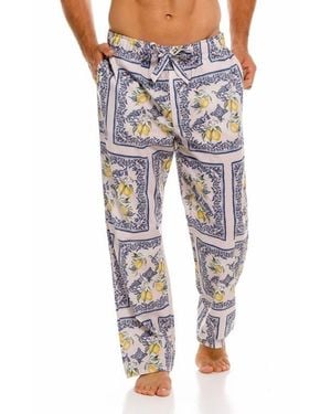 The Lazy Poet Drew Capri Linen Pajama Pants - Blue