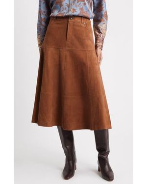 Kobi Halperin Matty Suede A-Line Skirt - Brown