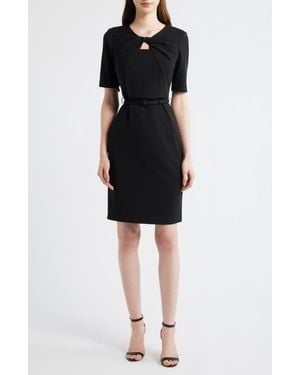 Anne Klein Twist Detail Crepe Sheath Dress - Black